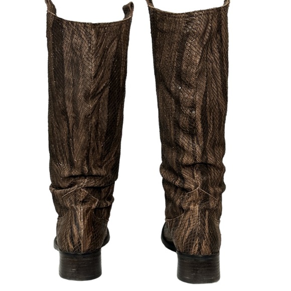 Fiorangelo Boots Italian Snakeskin Leather Brown Handcrafted W Shimmer size 6 - Picture 10 of 17